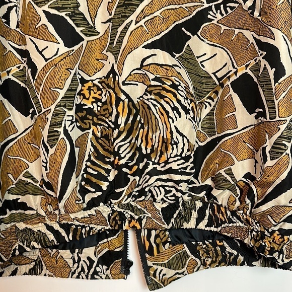 Vintage Atlantic Beach 100% silk tropical and tiger print bomber jacket set - Picture 8 of 14